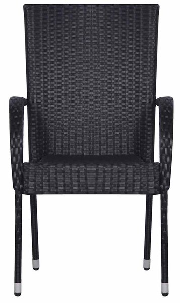 7 részes fekete polyrattan kerti étkezőgarnitúra