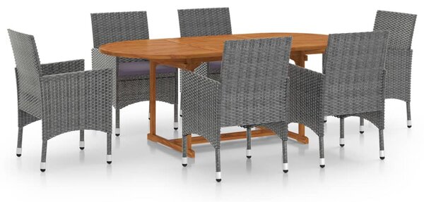 7 részes szürke polyrattan kerti étkezőgarnitúra