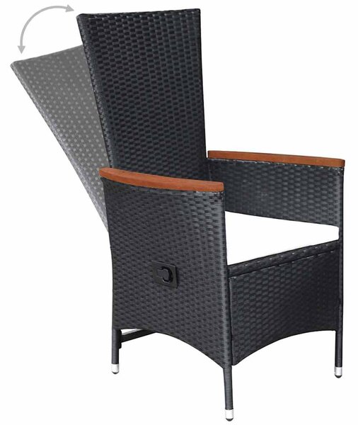 7 részes fekete polyrattan kerti étkezőgarnitúra