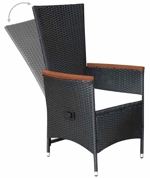 7 részes fekete polyrattan kerti étkezőgarnitúra