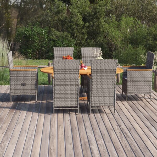 7 részes szürke polyrattan kerti étkezőgarnitúra