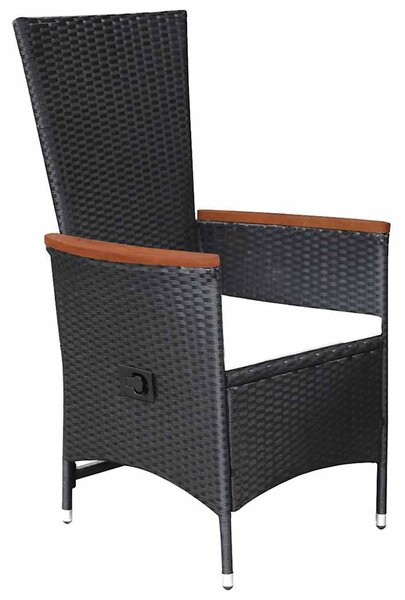 7 részes fekete polyrattan kerti étkezőgarnitúra