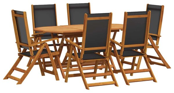 7 darabos tömör akácfa kültéri étkezőszett