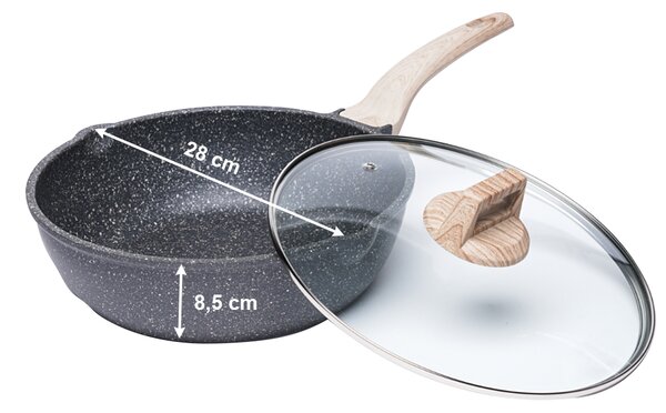 KONDELA Mély serpenyő fedővel, átmérő 28 cm, KAROTE