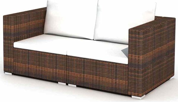 10-részes barna polyrattan kerti bútorszett párnákkal