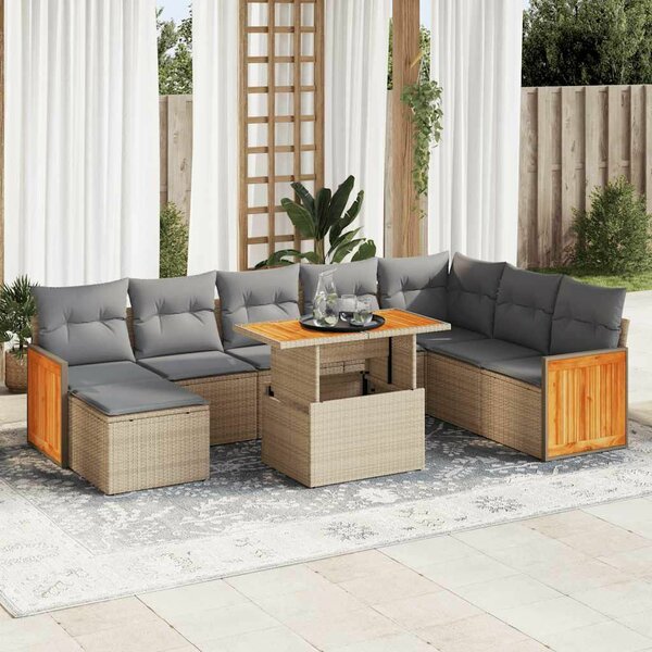 VidaXL 7 részes Kerti Ülőgarnitúra - Bézs Polyrattan