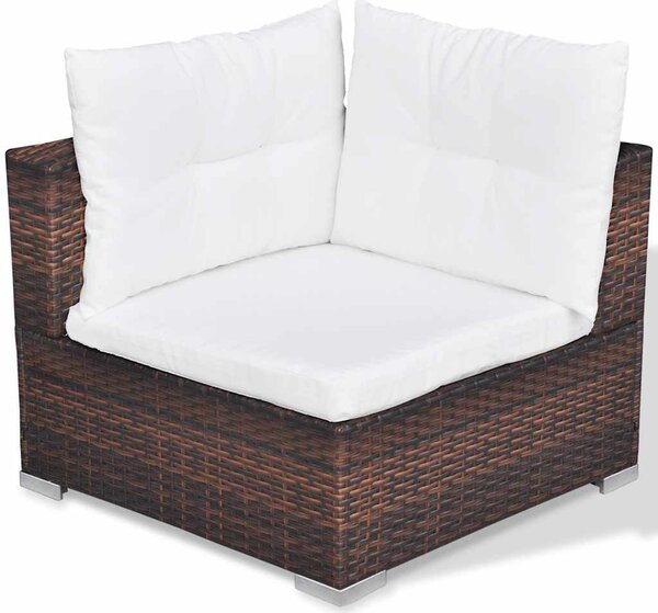 10-részes barna polyrattan kerti bútorszett párnákkal