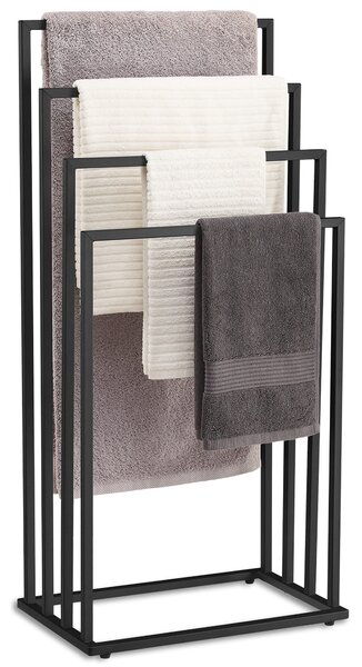 Törölközőtartó LINESTRO fém, 4 karral 93x45cm, fekete