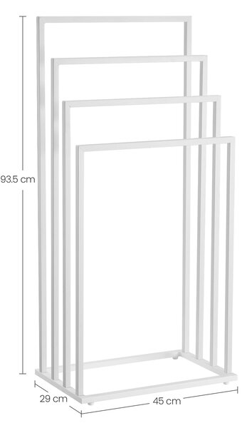 Törölközőtartó LINESTRO fém, 4 karos, 93x45cm, fehér