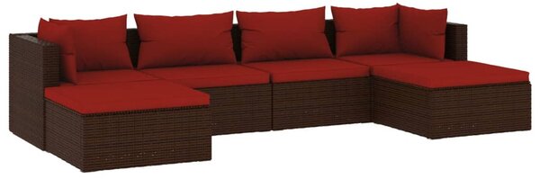 6 részes barna polyrattan kerti ülőgarnitúra párnákkal
