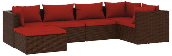 6 részes barna polyrattan kerti ülőgarnitúra párnákkal