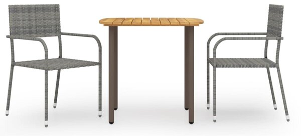 3 részes szürke polyrattan kerti étkezőgarnitúra