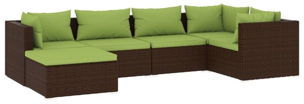 6 részes barna polyrattan kerti ülőgarnitúra párnákkal