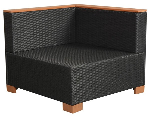 10-részes fekete polyrattan kerti bútorszett párnákkal