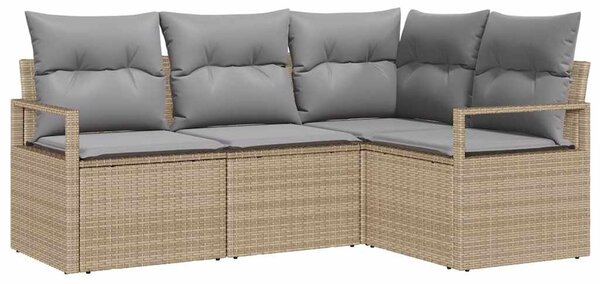 VidaXL Kanapé Szett 4 pcs Bézs polirattan