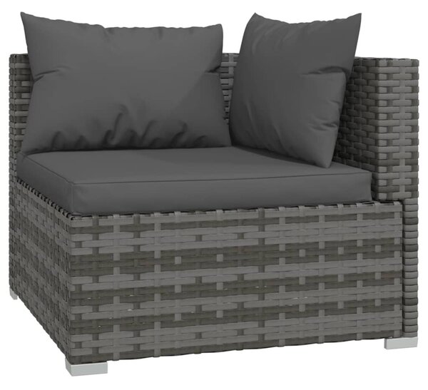 10 részes szürke polyrattan kerti ülőgarnitúra párnákkal