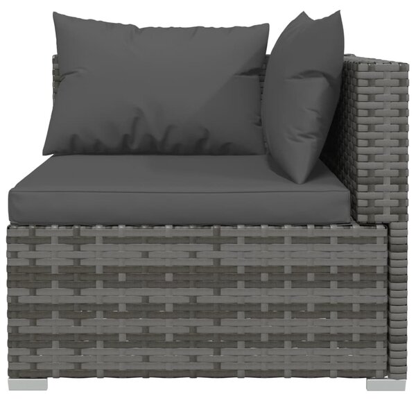 10 részes szürke polyrattan kerti ülőgarnitúra párnákkal