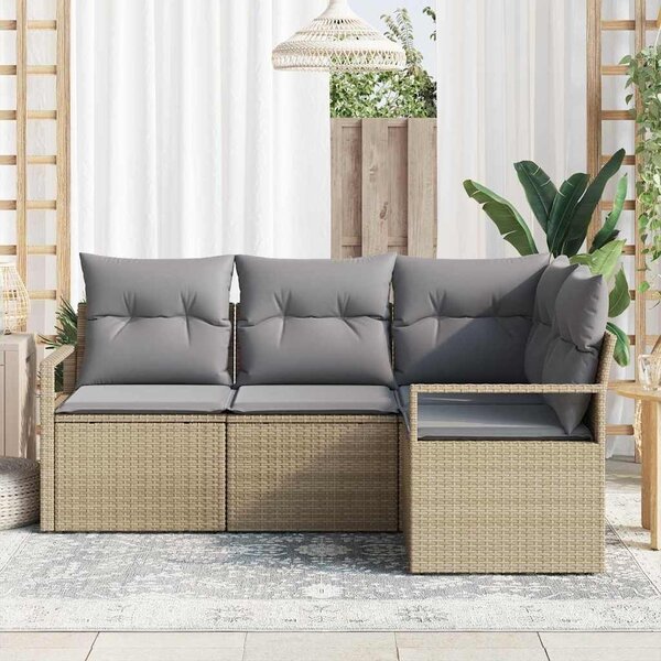 VidaXL Kanapé Szett 4 pcs Bézs polirattan