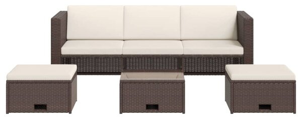 4-részes barna polyrattan kerti bútorszett párnákkal