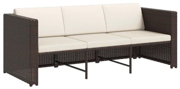 4-részes barna polyrattan kerti bútorszett párnákkal