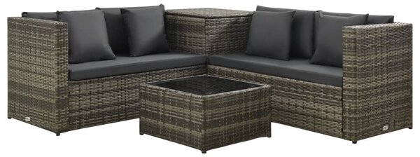 4 részes szürke polyrattan kerti ülőgarnitúra párnákkal
