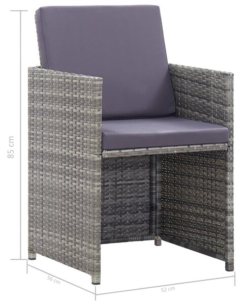 VidaXL 11 részes szürke polyrattan kültéri étkezőszett párnákkal