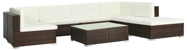 8-részes barna polyrattan kerti bútorszett párnákkal