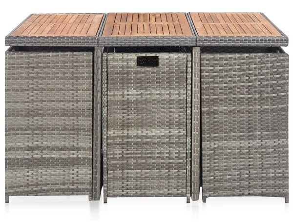 VidaXL 11 részes szürke polyrattan kültéri étkezőszett párnákkal