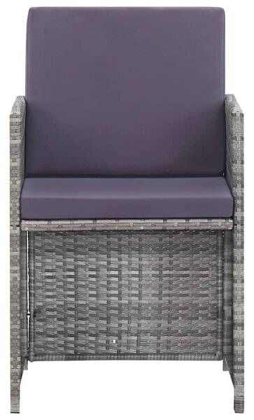 VidaXL 11 részes szürke polyrattan kültéri étkezőszett párnákkal