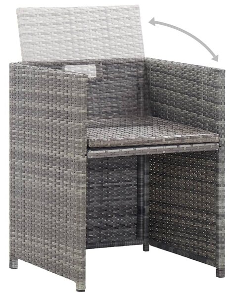 VidaXL 11 részes szürke polyrattan kültéri étkezőszett párnákkal