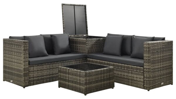 4 részes szürke polyrattan kerti ülőgarnitúra párnákkal