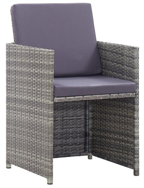 VidaXL 11 részes szürke polyrattan kültéri étkezőszett párnákkal