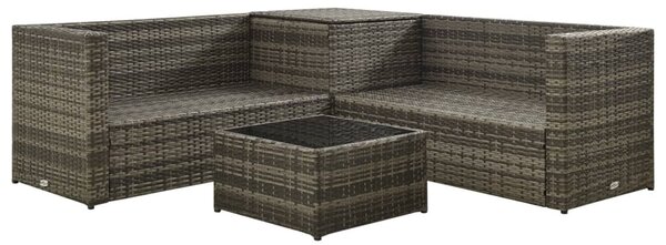4 részes szürke polyrattan kerti ülőgarnitúra párnákkal