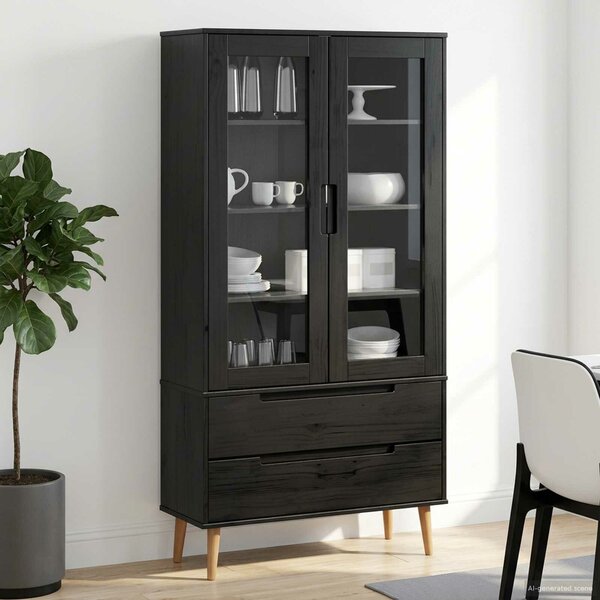 VidaXL Üveg Kiállító Szekrény Fekete 90 x 35 x 175 cm