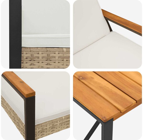 Kültéri Bútor Szett 3 pcs Beige és Krémszínű polirattan