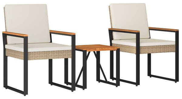 Kültéri Bútor Szett 3 pcs Beige és Krémszínű polirattan