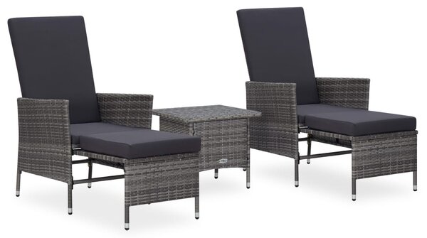 3 részes szürke polyrattan kerti ülőgarnitúra párnákkal