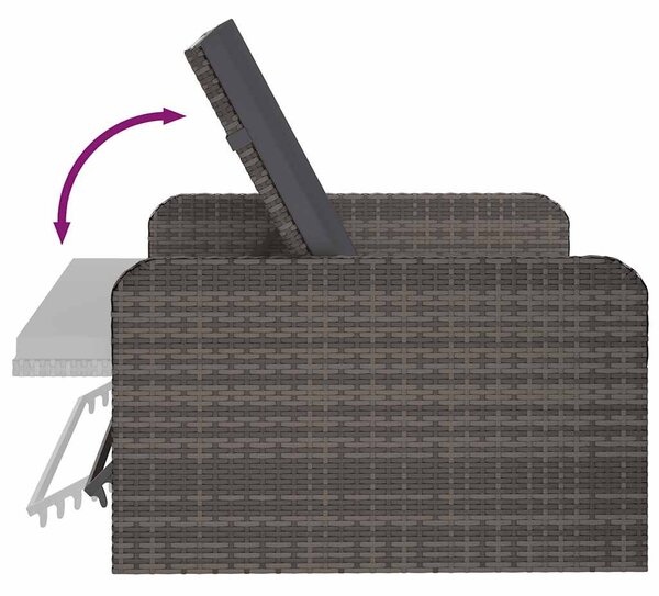 2 részes szürke polyrattan kerti bútorszett párnákkal