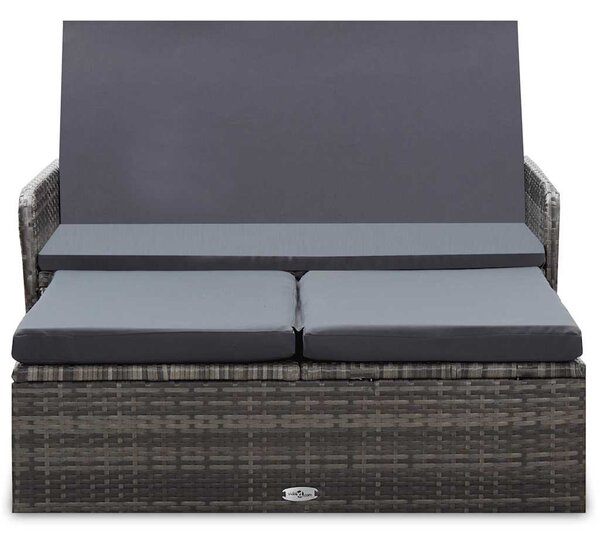 2 részes szürke polyrattan kerti bútorszett párnákkal