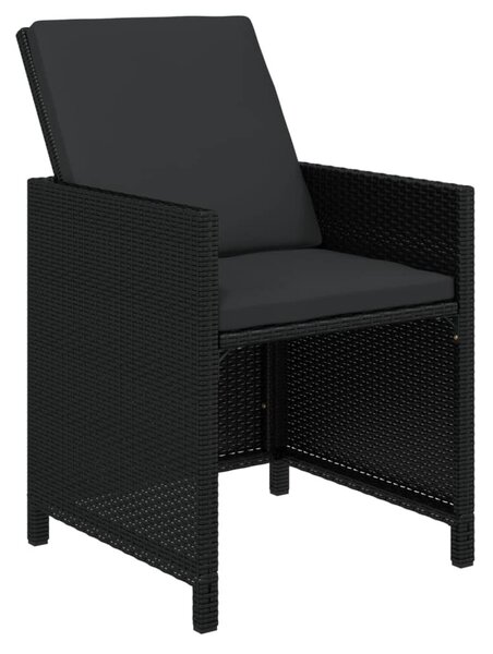 11 részes fekete polyrattan kerti étkezőgarnitúra párnákkal