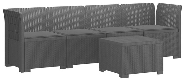 VidaXL 4 személyes kerti kanapé párnákkal, rattan hatású PP