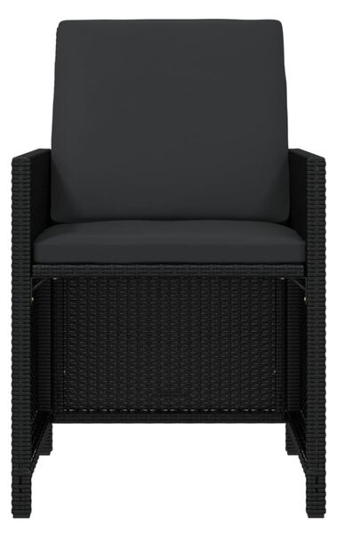 11 részes fekete polyrattan kerti étkezőgarnitúra párnákkal