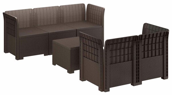 VidaXL 5 személyes rattan hatású PP kerti kanapé, barna