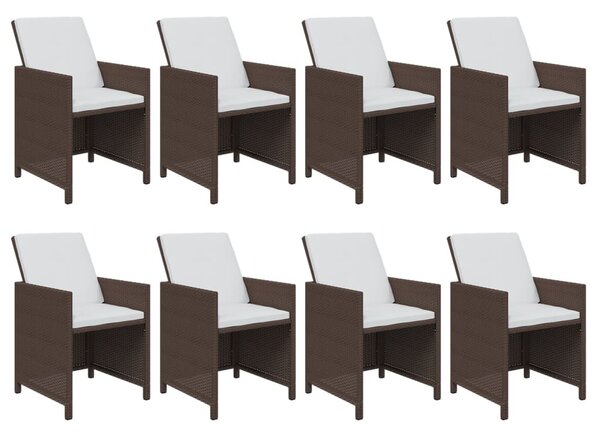 9 részes barna polyrattan kerti étkezőgarnitúra párnákkal