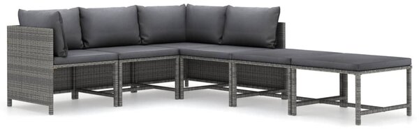 6 részes szürke polyrattan kerti ülőgarnitúra párnákkal