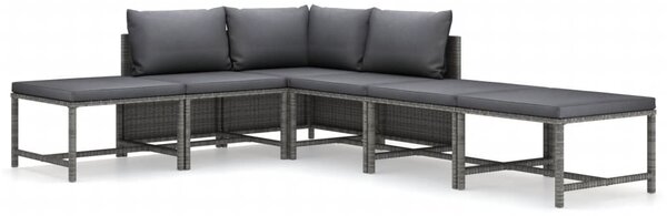 6 részes szürke polyrattan kerti ülőgarnitúra párnákkal