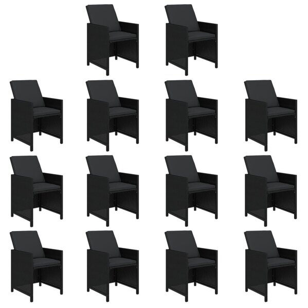 15 részes szürke polyrattan kerti étkezőgarnitúra párnákkal