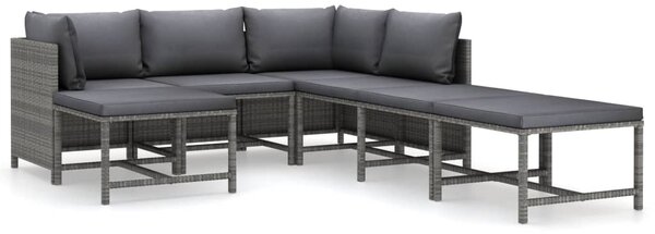 7 részes szürke polyrattan kerti ülőgarnitúra párnákkal