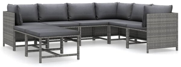 8 részes szürke polyrattan kerti ülőgarnitúra párnákkal