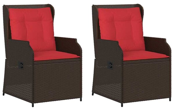 VidaXL Kerti pad 2 db Barna polirattan